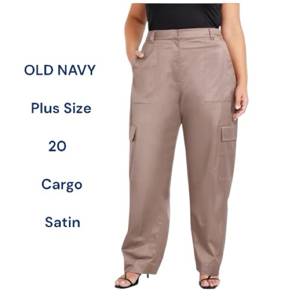 Old Navy Pants - Old Navy Extra-High Waist Mauve Satin Cargo Barrel Wide-Leg Pants Plus Size 20